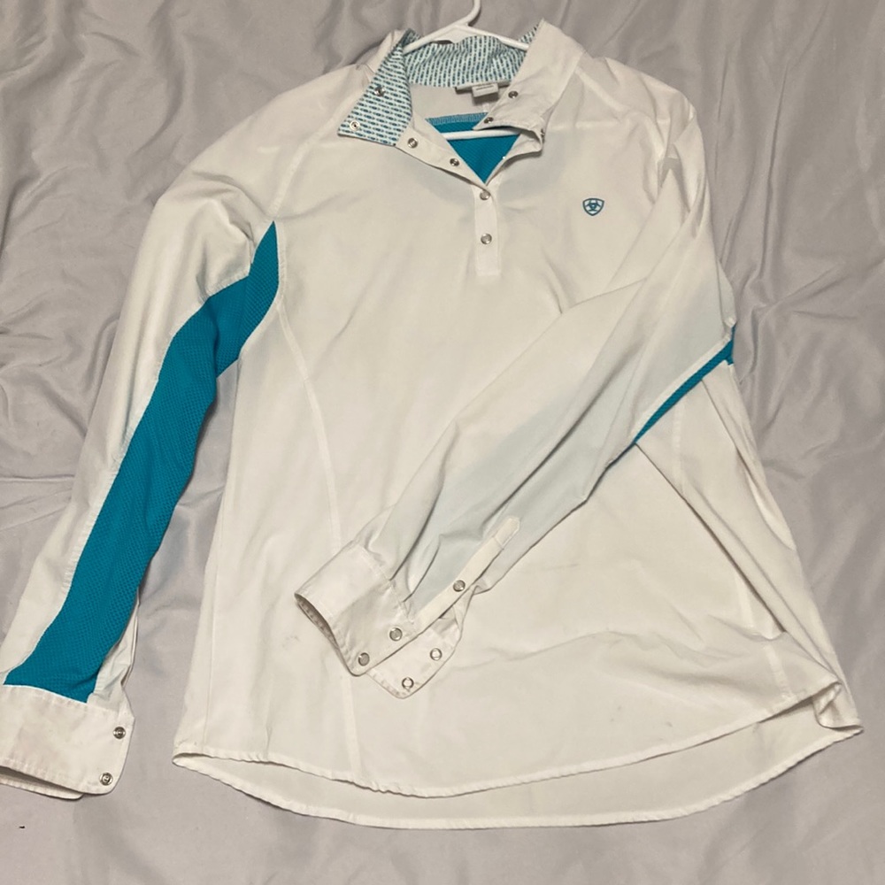 White and Blue Ariat Show Shirt